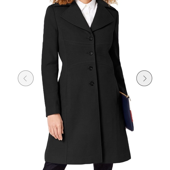Tommy Hilfiger Jackets & Blazers - New Tommy Hilfiger Woman’s Black Wool Blend Single Breasted Walker Coat